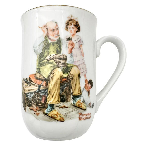 Vintage Norman Rockwell Museum Collection Cup The Cobbler Mug Coffee 1982  seal - Picture 1 of 4